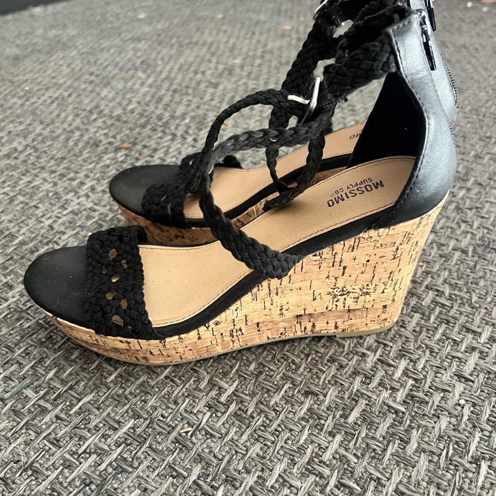 Mossimo Supply Co. Black and Tan Women's Sandals Y2K wedge